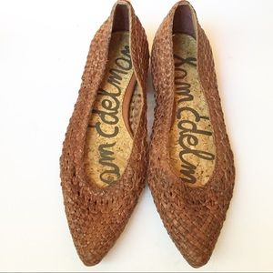 Sam Edelman Brown Leather Woven Flats